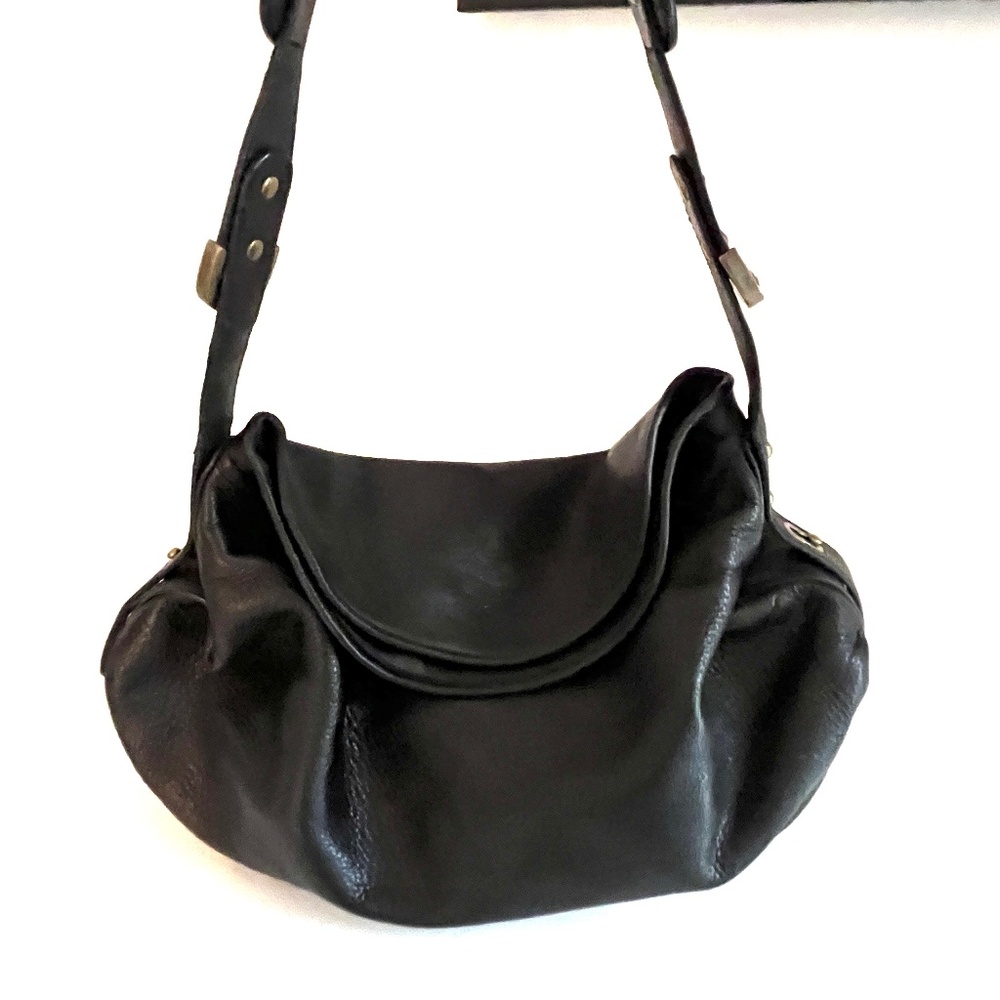 BCBGMaxAzria Black Leather Hobo Shoulder Bag